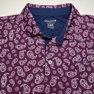 Good Good Golf Polo XL Mens S/S Paisley AOP Plum Purple Performance